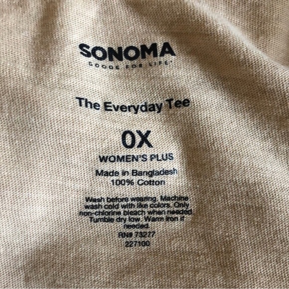 New Women’s T-Shirt Sonoma Tan Crew Neck Short Sleeve Tee Shirt Women’s 0X - Picture 8 of 10